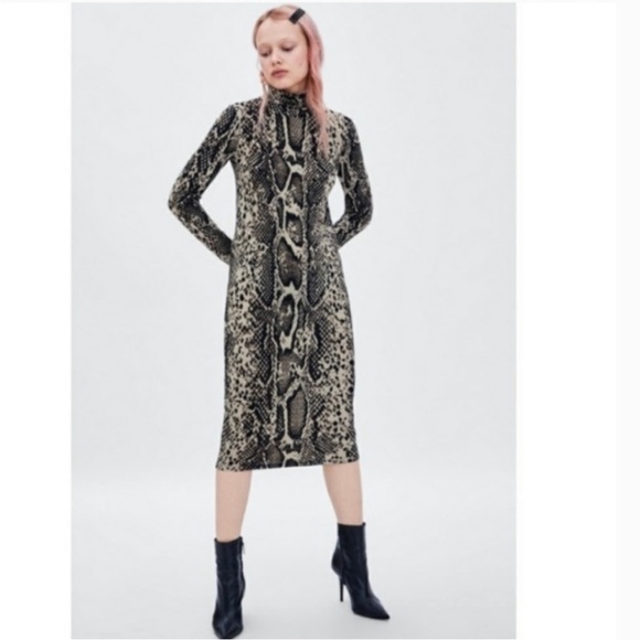 Zara Animal Print Midi Dress Size L Ref 5643324 - Picture 4 of 16